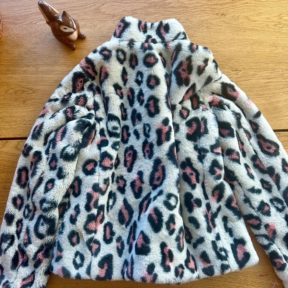Abound Women's White Faux Fur Leopard Print Puffer Jacket Coat - Picture 2 of 8